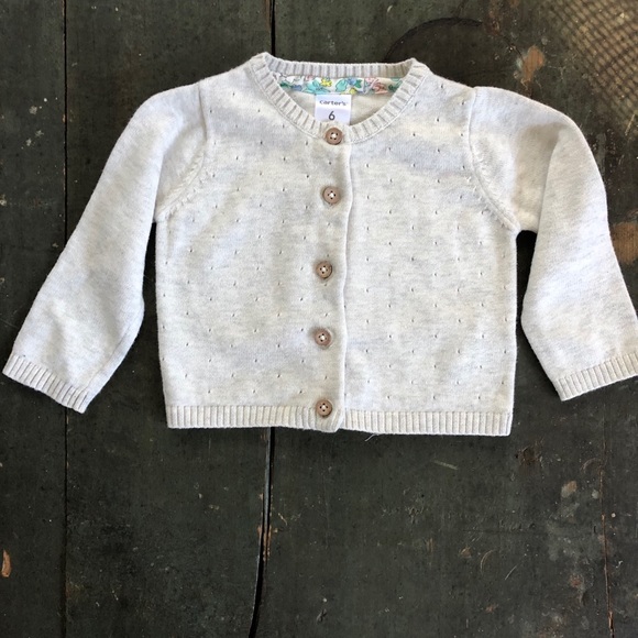 Carter’s Pointelle Light Gray Cardigan - Picture 2 of 5